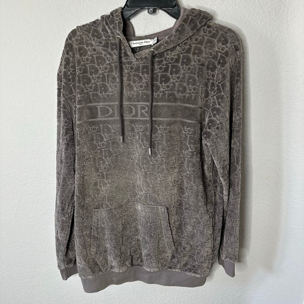 Dior Gray Blue Dior Oblique Jacquard Cotton Hoodie